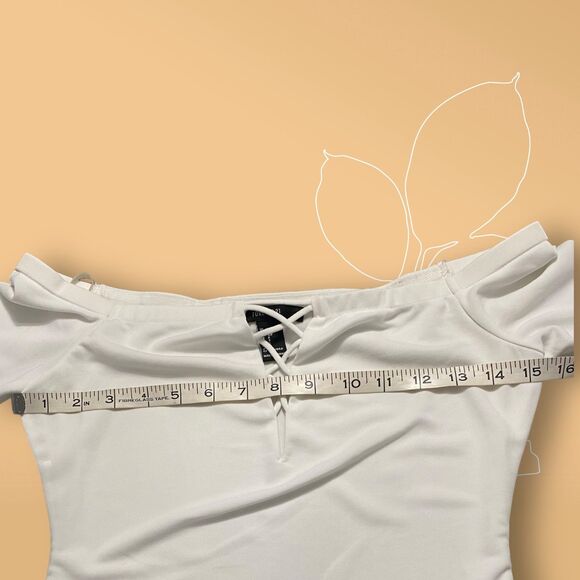 FOREVER 21 Women White Long-sleeve Off The Shoulder Bodysuit Small - Picture 9 of 9